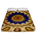 Red And White Angels Printed On Green Red And Purple Round Rug Fitted Sheet (King Size) View1