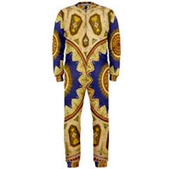 Red And White Angels Printed On Green Red And Purple Round Rug Onepiece Jumpsuit (men)  by Pakrebo