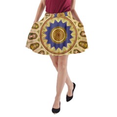 Red And White Angels Printed On Green Red And Purple Round Rug A-line Pocket Skirt by Pakrebo