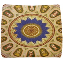 Red And White Angels Printed On Green Red And Purple Round Rug Seat Cushion by Pakrebo