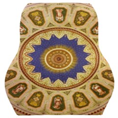 Red And White Angels Printed On Green Red And Purple Round Rug Car Seat Back Cushion  by Pakrebo