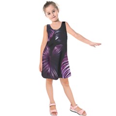 Purple Leaves Kids  Sleeveless Dress by Pakrebo