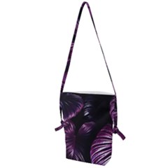 Purple Leaves Folding Shoulder Bag by Pakrebo