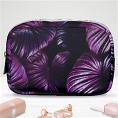 Purple Leaves Make Up Pouch (small) by Pakrebo