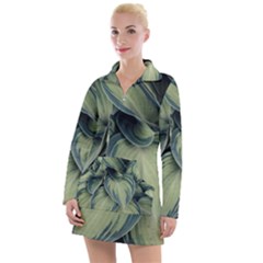 Closeup Photo Of Green Variegated Leaf Plants Women s Long Sleeve Casual Dress by Pakrebo