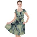 Closeup Photo Of Green Variegated Leaf Plants Cap Sleeve Midi Dress View1