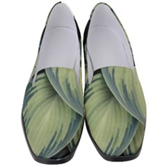 Closeup Photo Of Green Variegated Leaf Plants Women s Classic Loafer Heels by Pakrebo