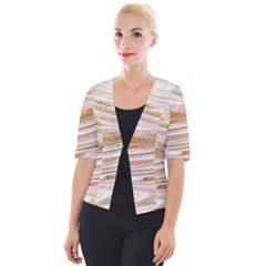 Brown And Yellow Abstract Painting Cropped Button Cardigan by Pakrebo