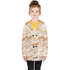 Brown And Yellow Abstract Painting Kids  Double Breasted Button Coat