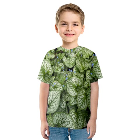 Green And White Leaf Plant Kids  Sport Mesh Tee by Pakrebo