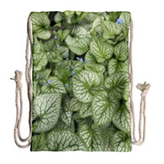 Green And White Leaf Plant Drawstring Bag (large) by Pakrebo