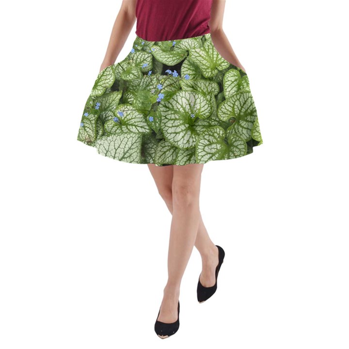 Green And White Leaf Plant A-Line Pocket Skirt