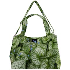 Green And White Leaf Plant Double Compartment Shoulder Bag by Pakrebo