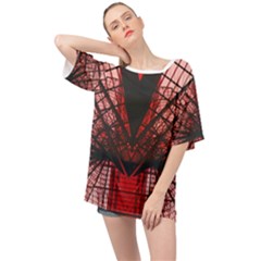 Low Angle Photography Of Red Metal Tower Oversized Chiffon Top