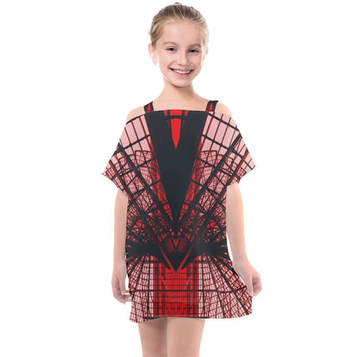 Low Angle Photography Of Red Metal Tower Kids  One Piece Chiffon Dress