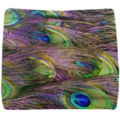 Green Purple And Blue Peacock Feather Digital Wallpaper Seat Cushion by Pakrebo