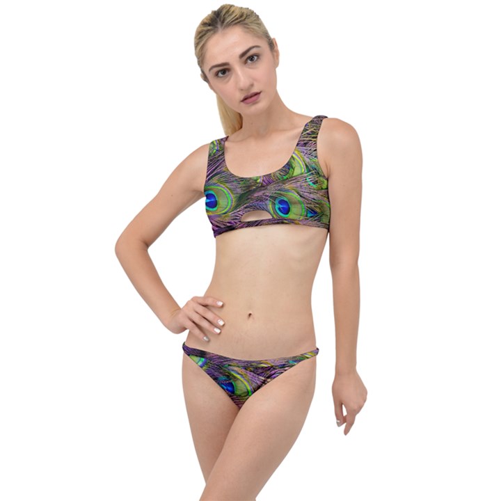 Green Purple And Blue Peacock Feather Digital Wallpaper The Little Details Bikini Set