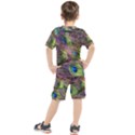 Green Purple And Blue Peacock Feather Digital Wallpaper Kids  Tee and Shorts Set View2