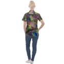 Green Purple And Blue Peacock Feather Digital Wallpaper Women s Short Sleeve Pocket Shirt View2