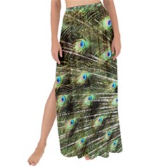 Blue And Green Peacock Maxi Chiffon Tie-up Sarong