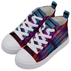 Blue And Pink Wallpaper Kids  Mid-top Canvas Sneakers by Pakrebo