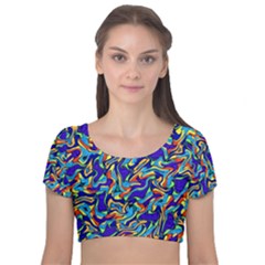 Ml-c6-1 Velvet Short Sleeve Crop Top  by ArtworkByPatrick