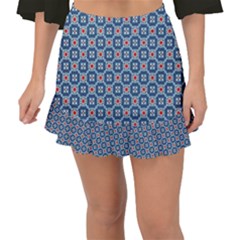 Geometric Tile Fishtail Mini Chiffon Skirt