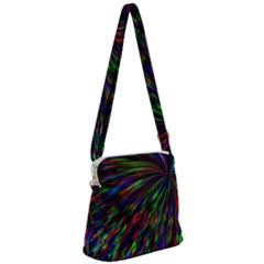 Explosion Fireworks Rainbow Zipper Messenger Bag by Bajindul