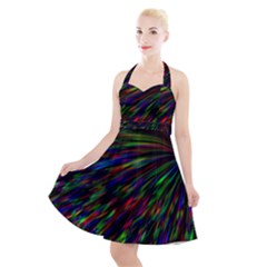 Explosion Fireworks Rainbow Halter Party Swing Dress  by Bajindul