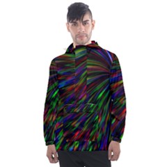 Explosion Fireworks Rainbow Men s Front Pocket Pullover Windbreaker by Bajindul