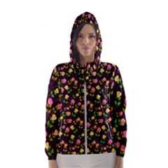 Flowers Roses Brown Women s Hooded Windbreaker by Bajindul