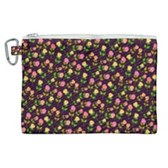 Flowers Roses Brown Canvas Cosmetic Bag (xl) by Bajindul