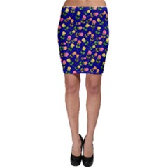 Flowers Roses Blue Bodycon Skirt by Bajindul