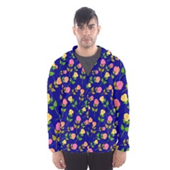 Flowers Roses Blue Men s Hooded Windbreaker by Bajindul