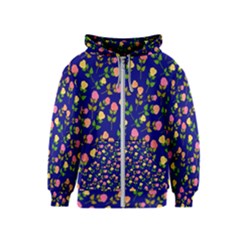 Flowers Roses Blue Kids  Zipper Hoodie by Bajindul