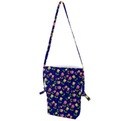 Flowers Roses Blue Folding Shoulder Bag by Bajindul