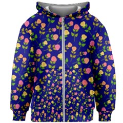 Flowers Roses Blue Kids  Zipper Hoodie Without Drawstring by Bajindul