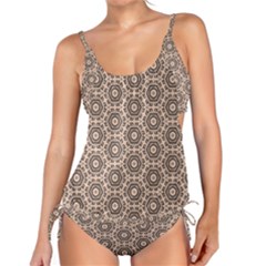 Texture Tissue Seamless Plaid Tankini Set