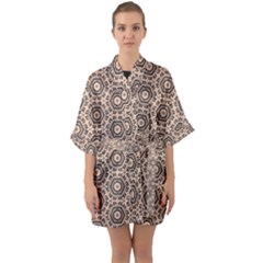 Texture Tissue Seamless Plaid Quarter Sleeve Kimono Robe