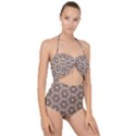 Texture Tissue Seamless Plaid Scallop Top Cut Out Swimsuit View1