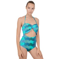 Texture Geometry Scallop Top Cut Out Swimsuit