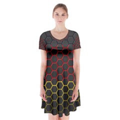 Germany Flag Hexagon Short Sleeve V-neck Flare Dress