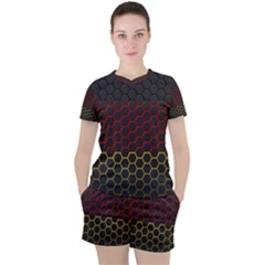 Germany Flag Hexagon Women s Tee And Shorts Set