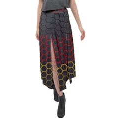 Germany Flag Hexagon Velour Split Maxi Skirt by HermanTelo