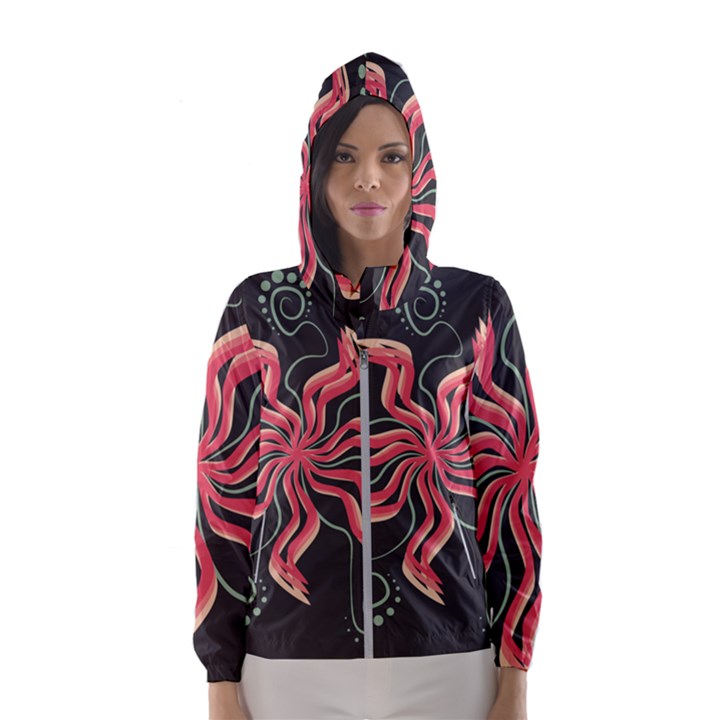 Flower Abstract Women s Hooded Windbreaker