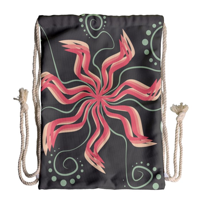 Flower Abstract Drawstring Bag (Large)