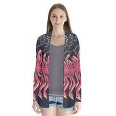 Flower Abstract Drape Collar Cardigan