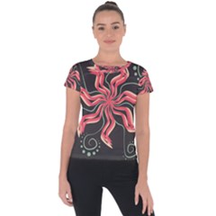 Flower Abstract Short Sleeve Sports Top  by HermanTelo