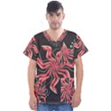 Flower Abstract Men s V-Neck Scrub Top View1