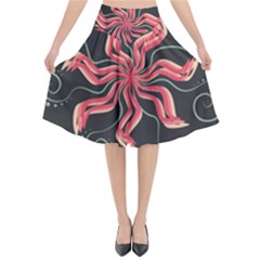 Flower Abstract Flared Midi Skirt by HermanTelo